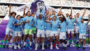 Man City celebrates winning the 2023/24 Premier League