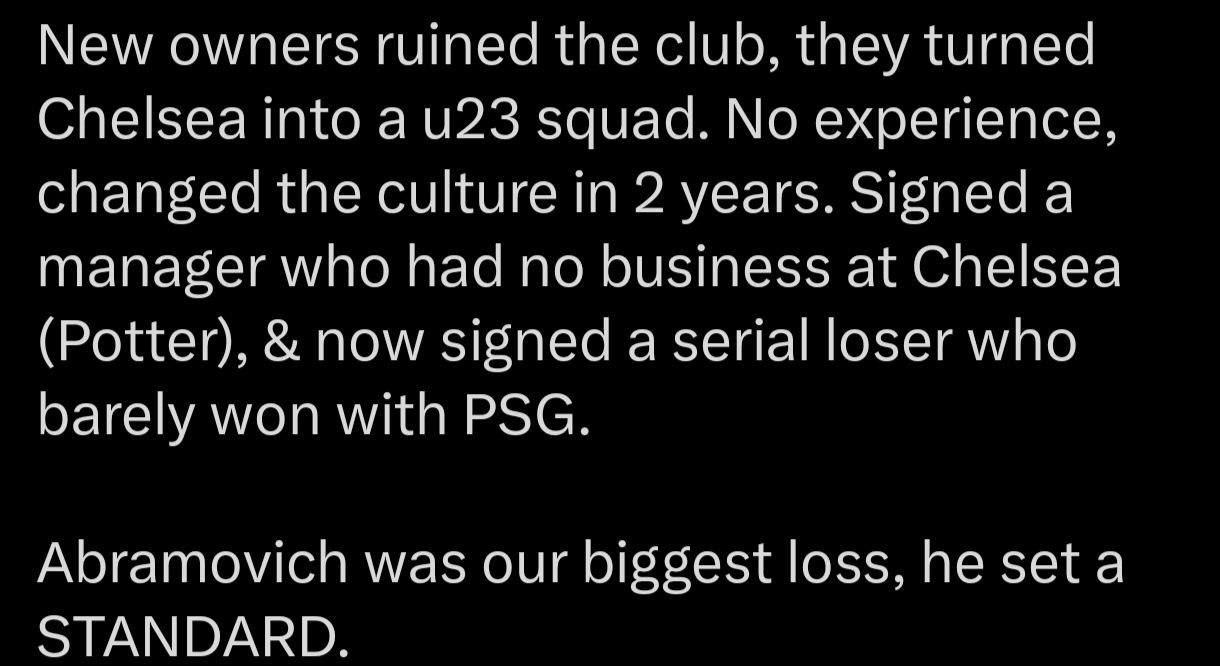 Chelsea fans' response to the tenth league defeat