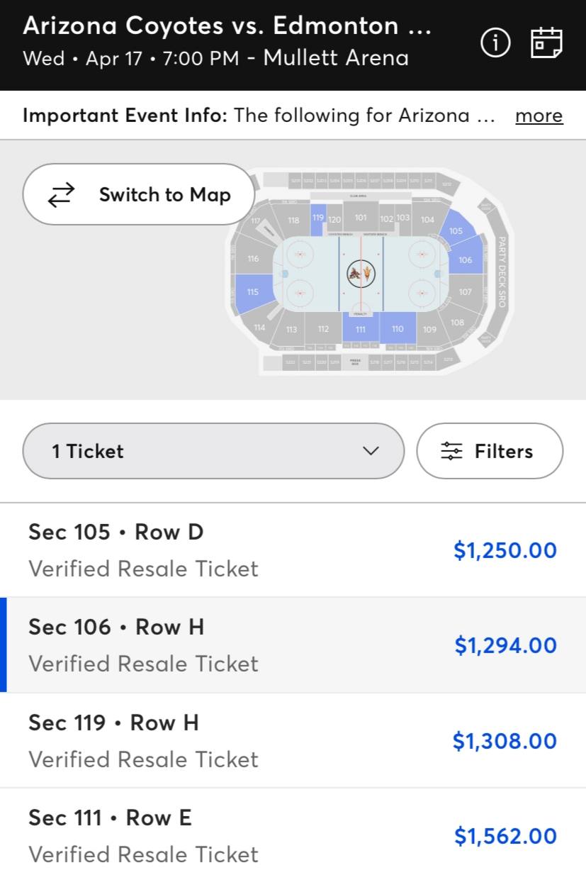 Ticket prices for Arizona's final home game before moving are reaching astronomical figures